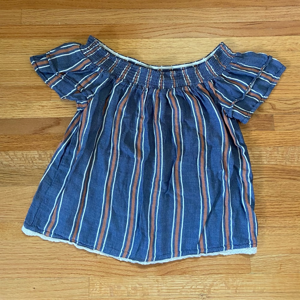 Xhiliration striped off the shoulder top, small